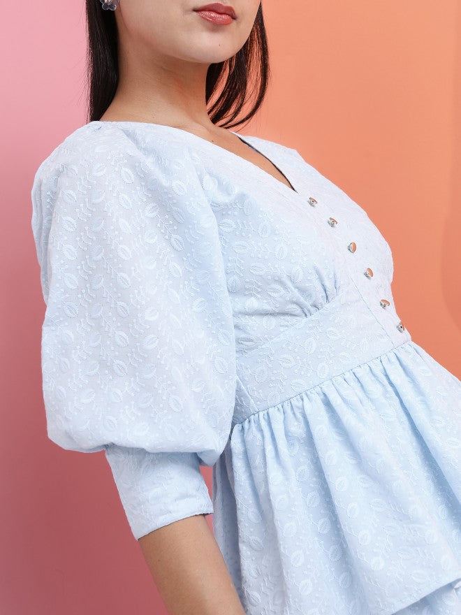 Tokyo Talkies Women Blue Short Tired Dress - Blue - Image 5