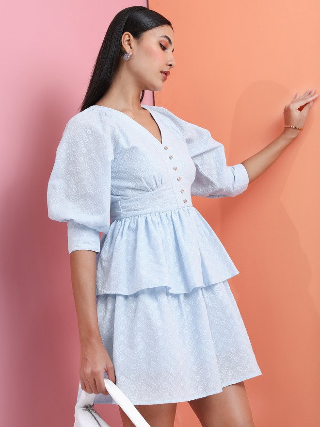Tokyo Talkies Women Blue Short Tired Dress - Blue - Image 6