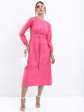Tokyo Talkies Women Pink Solid A-Line Dress - Pink - Image 1