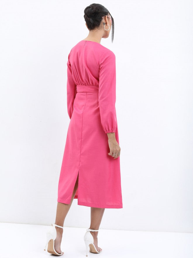 Tokyo Talkies Women Pink Solid A-Line Dress - Pink - Image 3