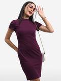 Tokyo Talkies Women Purple Solid Bodycon Dress - Purple - Image 1