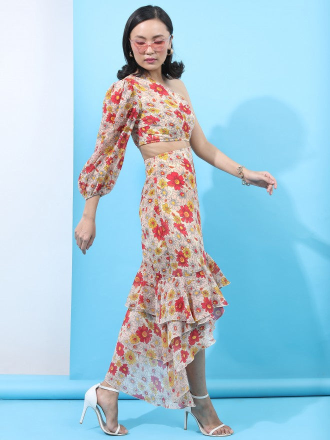 Tokyo Talkies Women Red Printed Fit And Flare Dress - Red - Image 2