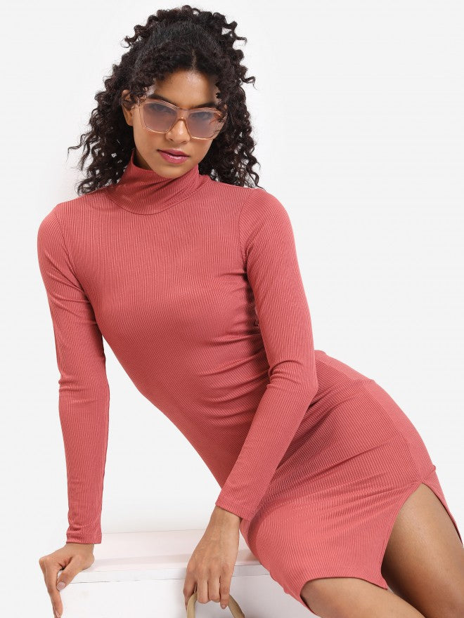 Tokyo Talkies Women Brown Solid Bodycon Dress - Brown - Image 1