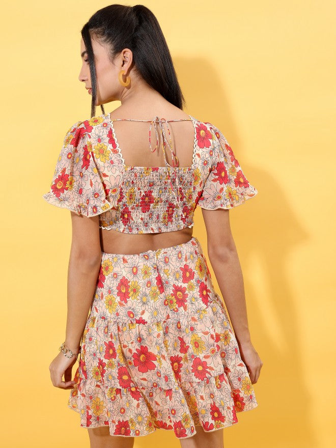 Tokyo Talkies Women Red Printed Fit And Flare Dress - Red - Image 3