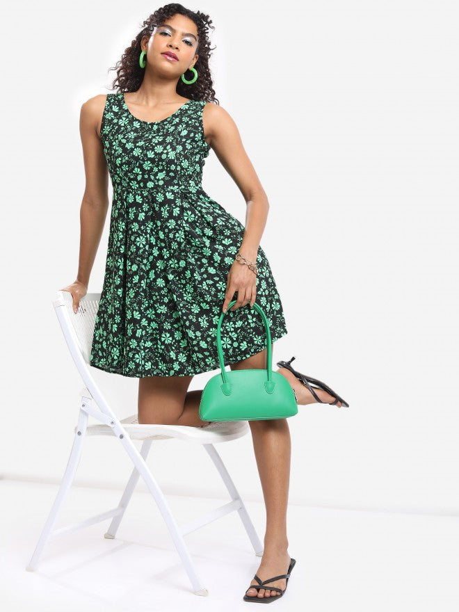 Tokyo Talkies Women Black Printed Fit And Flare Dress - Black - Image 2