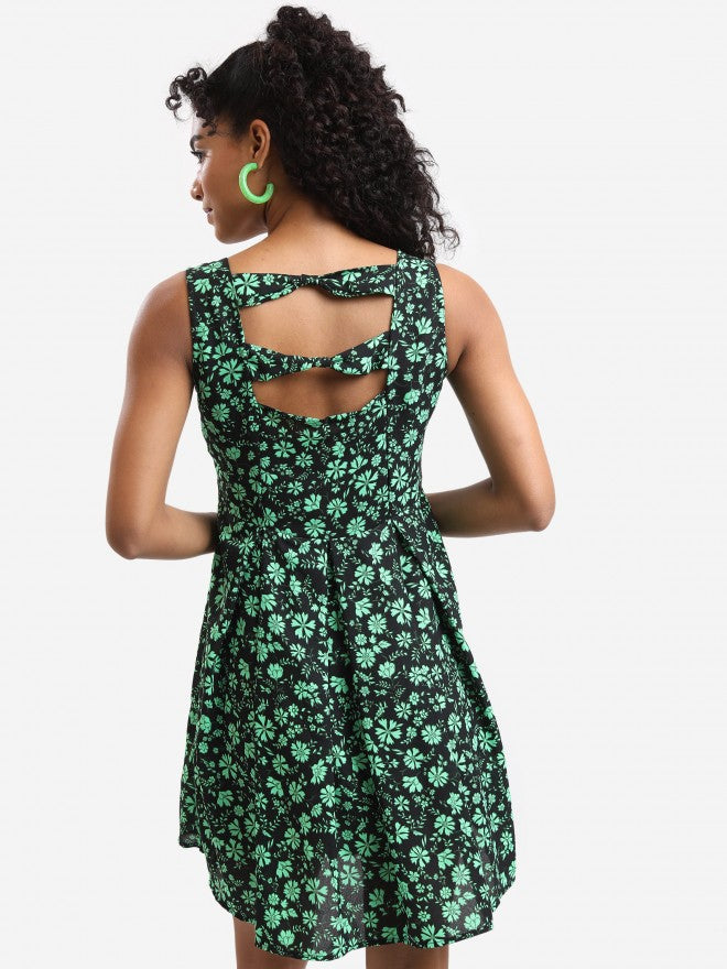 Tokyo Talkies Women Black Printed Fit And Flare Dress - Black - Image 3