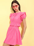 Tokyo Talkies Women Pink Solid Fit And Flare Dress - Pink - Image 1