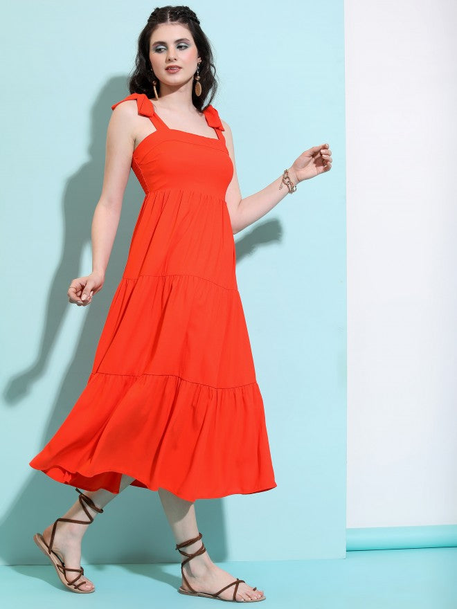 Tokyo Talkies Women Red Solid A-Line Dress - Red - Image 5