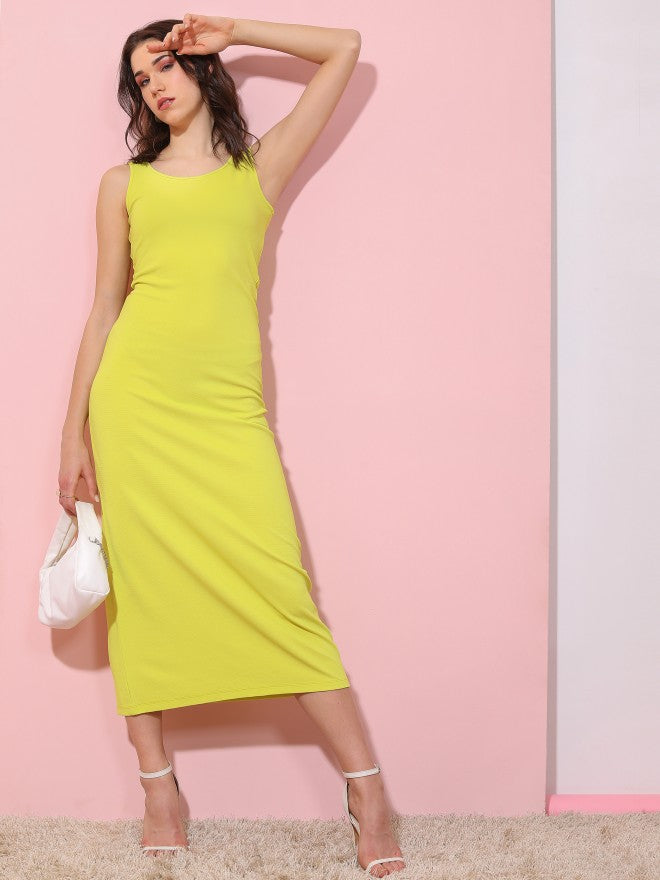 Tokyo Talkies Women Yellow Solid Maxi Dress - Yellow - Image 1