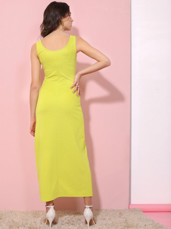 Tokyo Talkies Women Yellow Solid Maxi Dress - Yellow - Image 3