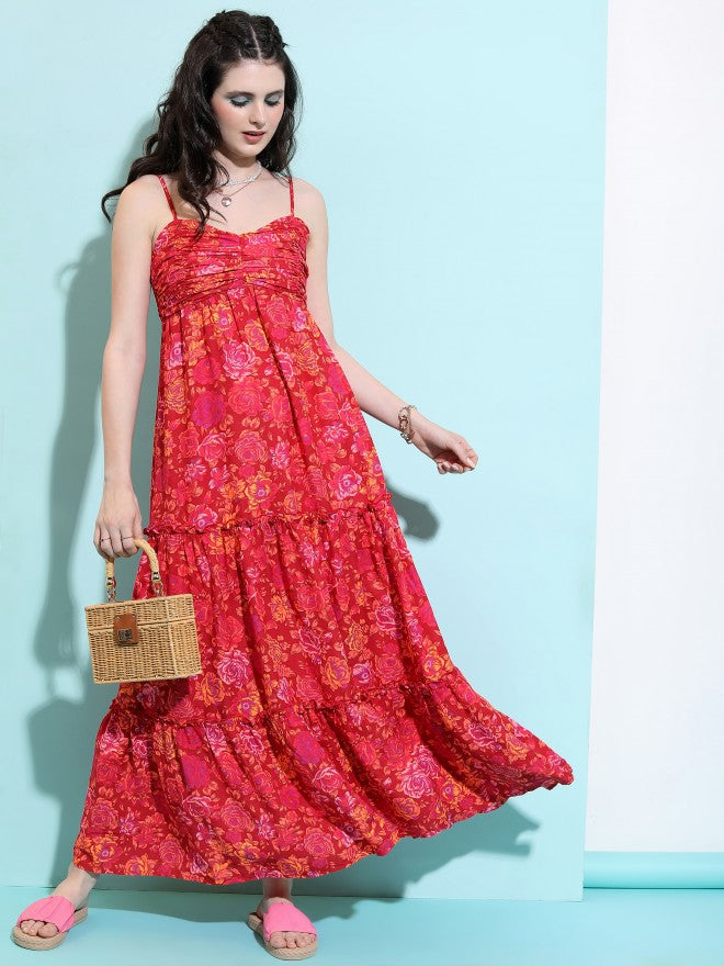 Tokyo Talkies Women Red Printed A-Line Dress - Red - Image 2