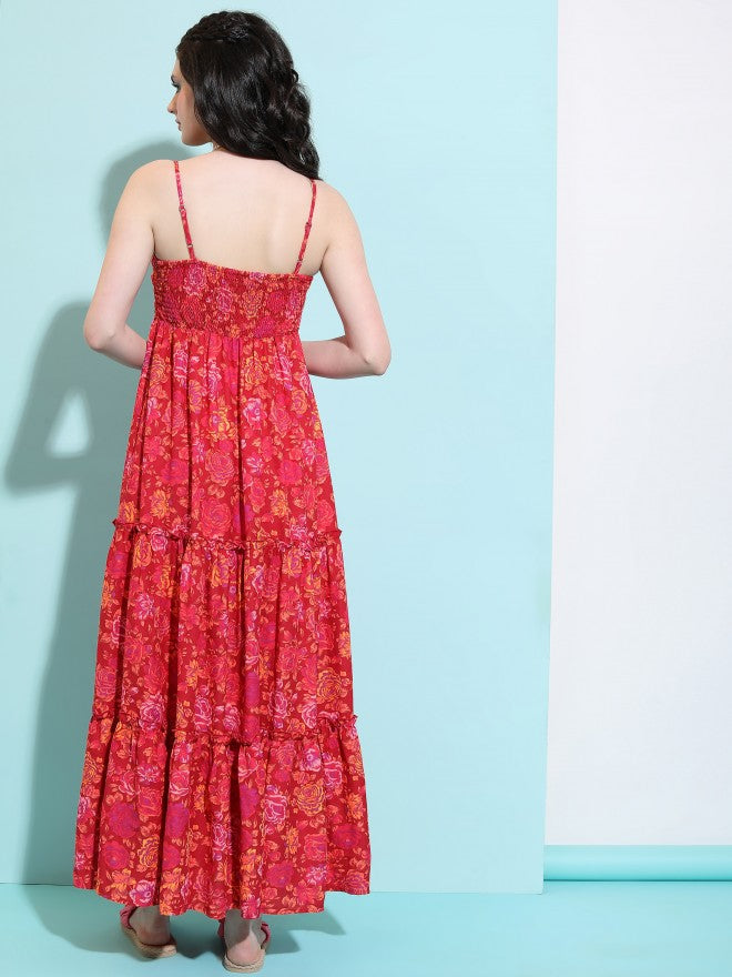 Tokyo Talkies Women Red Printed A-Line Dress - Red - Image 3