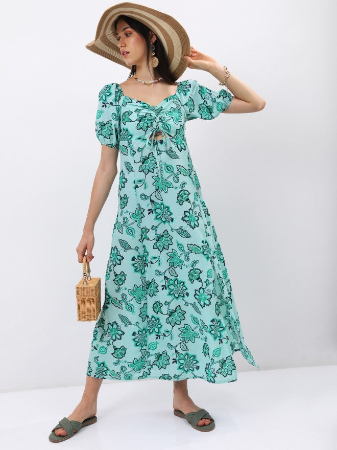 Tokyo Talkies Women Green Printed Maxi Dress - Green - Image 2