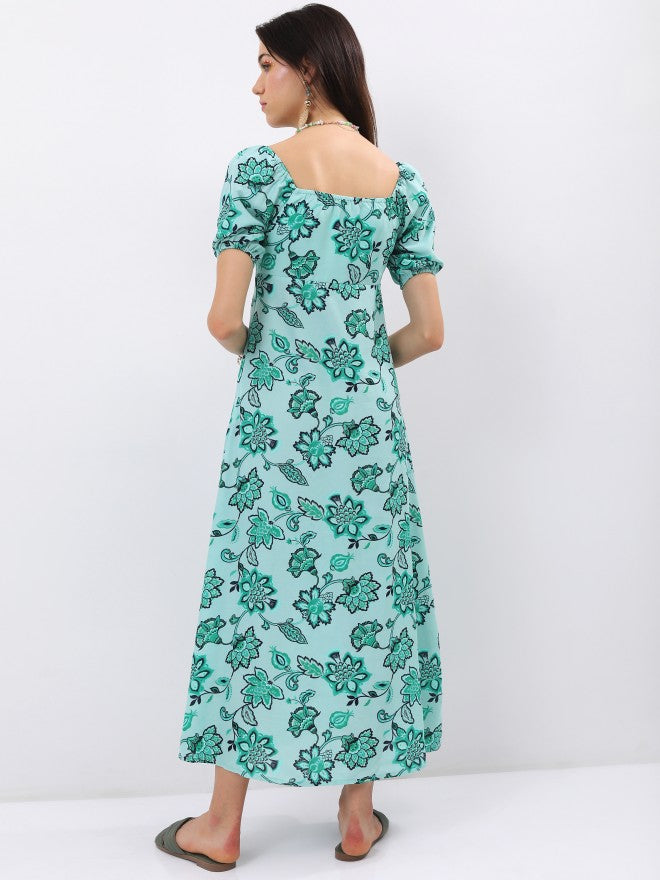 Tokyo Talkies Women Green Printed Maxi Dress - Green - Image 3