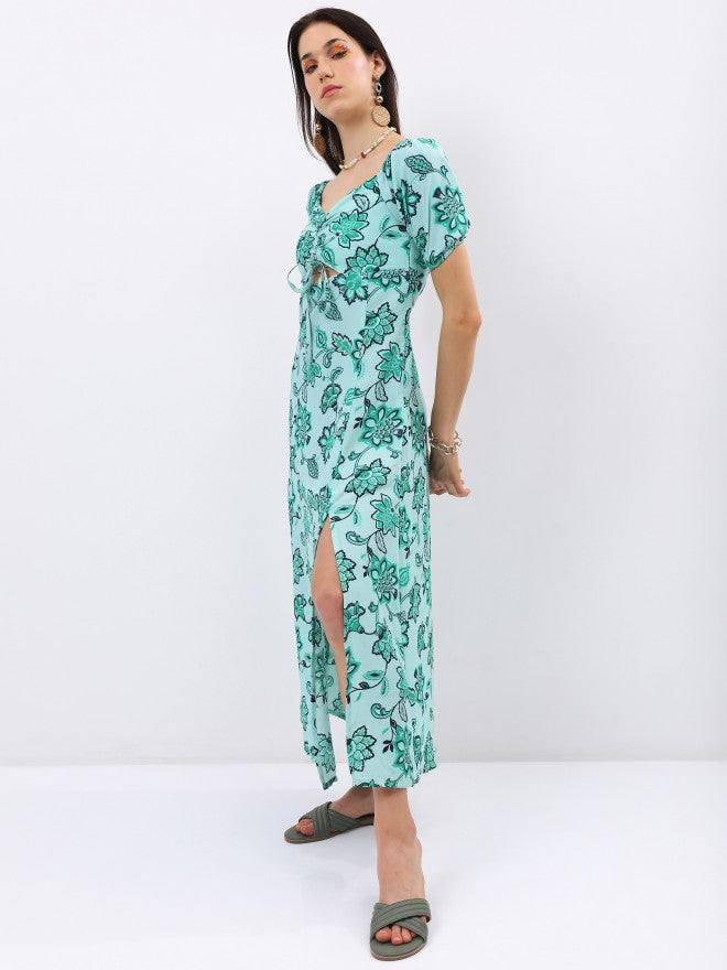 Tokyo Talkies Women Green Printed Maxi Dress - Green - Image 4