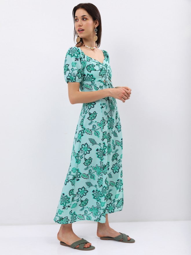 Tokyo Talkies Women Green Printed Maxi Dress - Green - Image 6