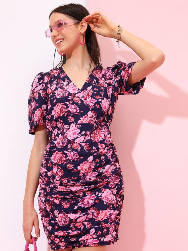 Tokyo Talkies Women Pink Printed Sheath Dress - Pink - Image 4