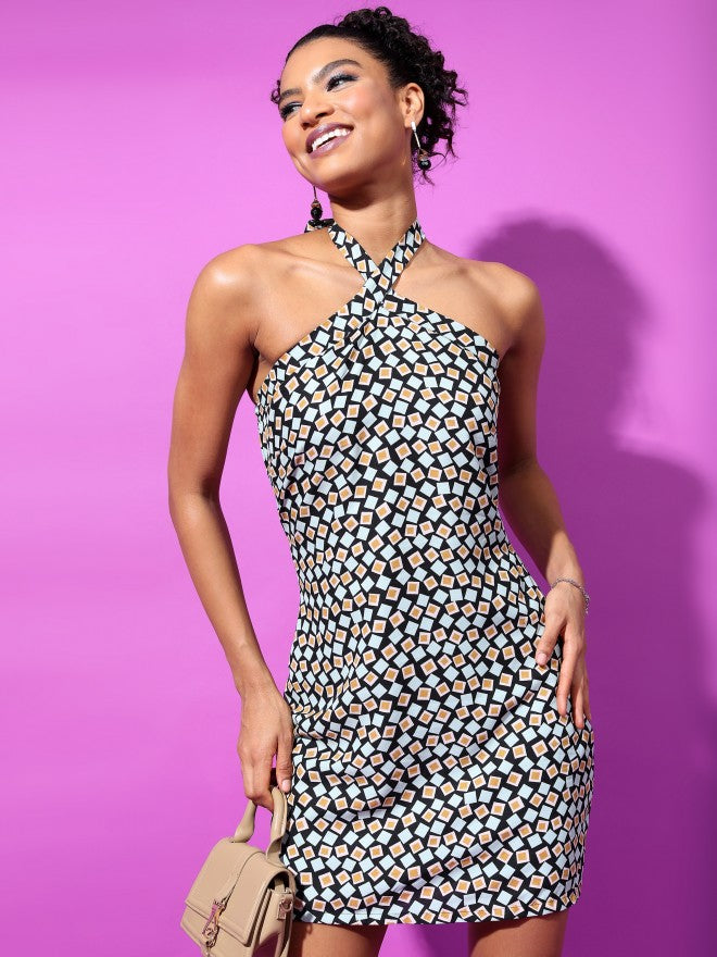 Tokyo Talkies Women Green Printed Sheath Dress - Green - Image 1