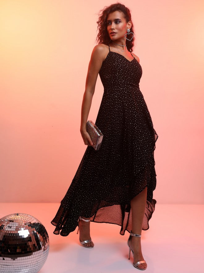 Tokyo Talkies Women Black Printed Maxi Dress - Black - Image 4