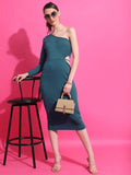 Tokyo Talkies Women Teal Solid Bodycon Dress - Teal - Image 1