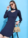 Tokyo Talkies Women Navy Solid Bodycon Dress - Navy Blue - Image 1