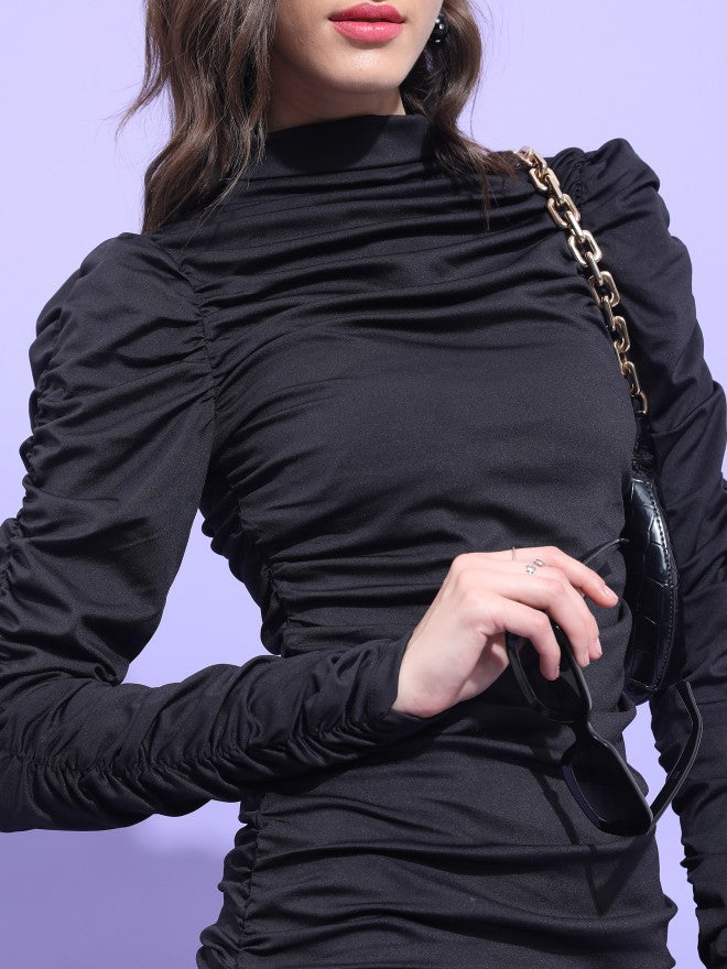 Tokyo Talkies Women Black Solid Bodycon Dress - Black - Image 5