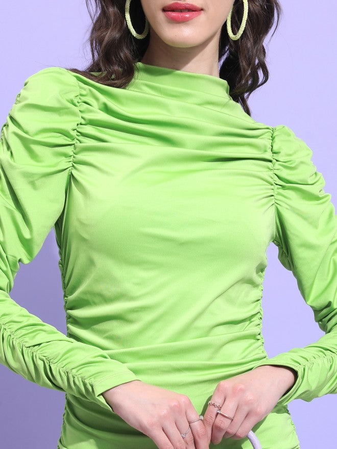 Tokyo Talkies Women Green Solid Bodycon Dress - Green - Image 5