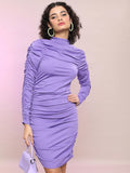 Tokyo Talkies Women Purple Solid Bodycon Dress - Purple - Image 1