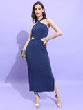 Tokyo Talkies Women Navy Solid Maxi Dress - Navy Blue - Image 1