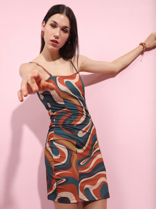 Tokyo Talkies Women Multi Printed Bodycon Dress - Multi - Image 6