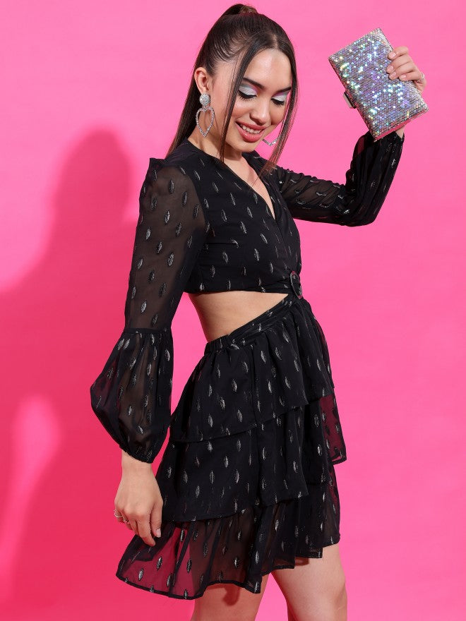 Tokyo Talkies Women Black Printed A-Line Dress - Black - Image 6