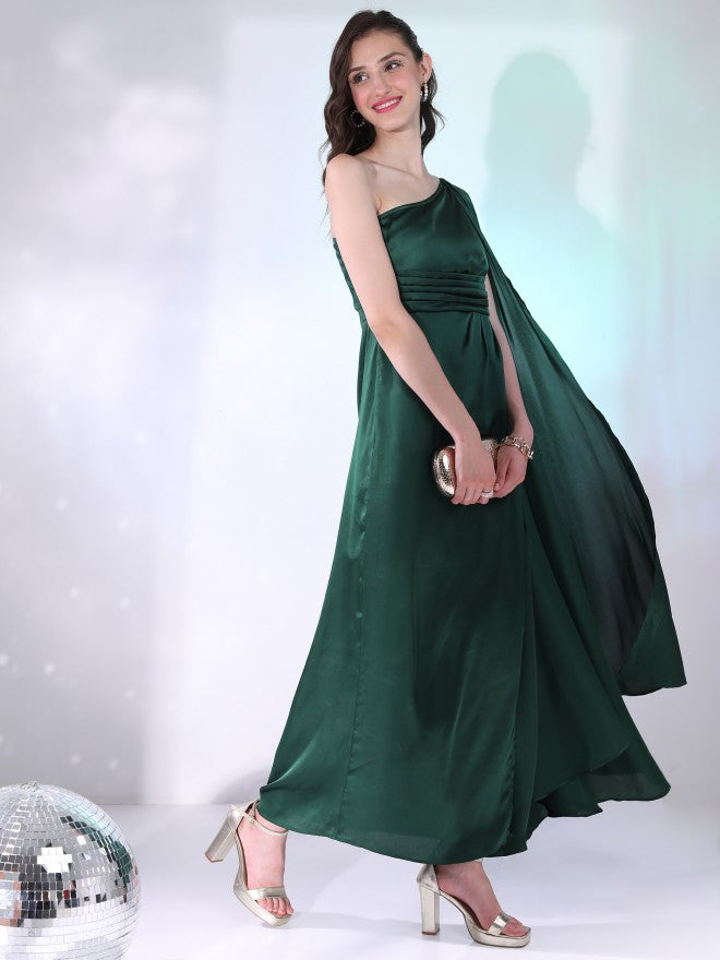 Tokyo Talkies Women Green Solid Wrap Dress - Green - Image 2