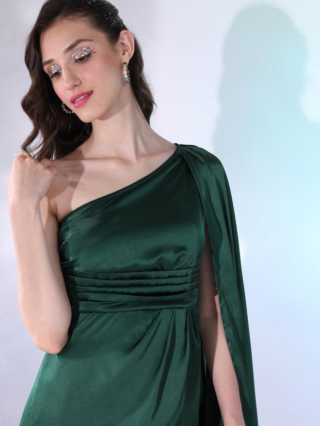 Tokyo Talkies Women Green Solid Wrap Dress - Green - Image 6