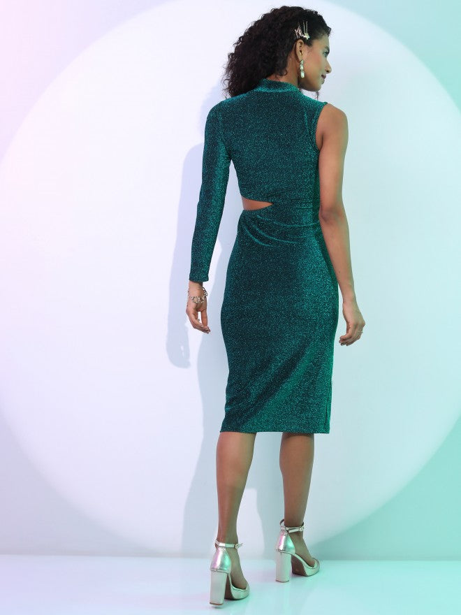 Tokyo Talkies Women Teal/Black Solid Bodycon Dress - Teal - Image 3