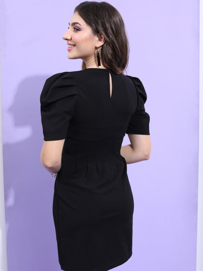 Tokyo Talkies Women Black Solid Sheath Dress - Black - Image 3