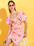 Tokyo Talkies Women Pink Printed Sheath Dress - Pink - Image 1
