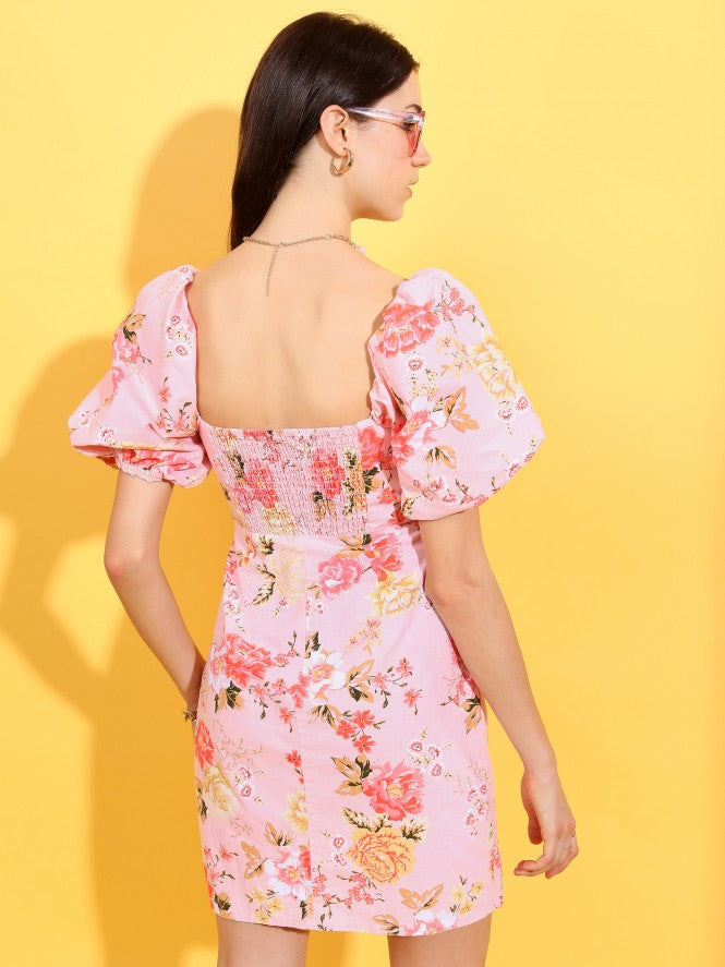 Tokyo Talkies Women Pink Printed Sheath Dress - Pink - Image 3