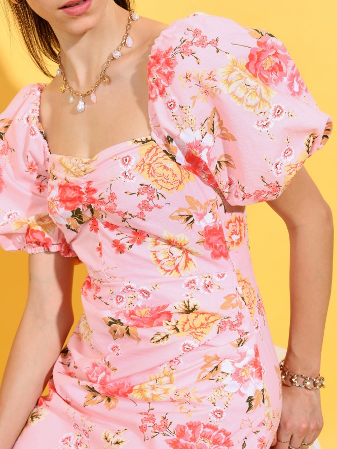 Tokyo Talkies Women Pink Printed Sheath Dress - Pink - Image 5