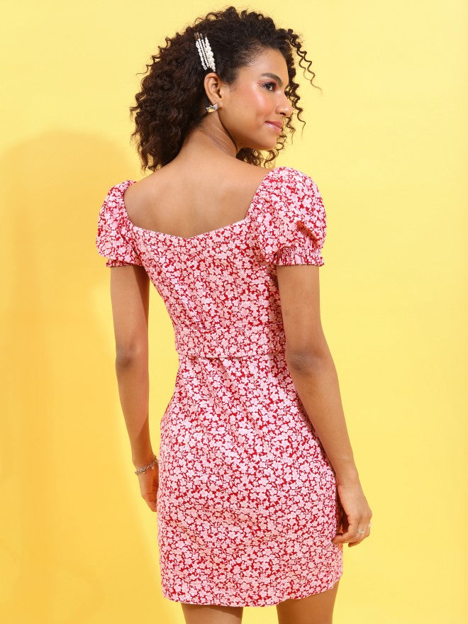 Tokyo Talkies Women Red Printed Sheath Dress - Red - Image 3