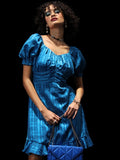 Tokyo Talkies Women Blue Checked Fit And Flare Dress - Blue - Image 1