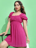 Tokyo Talkies Women Pink Self Design Fit And Flare Dress - Pink - Image 1