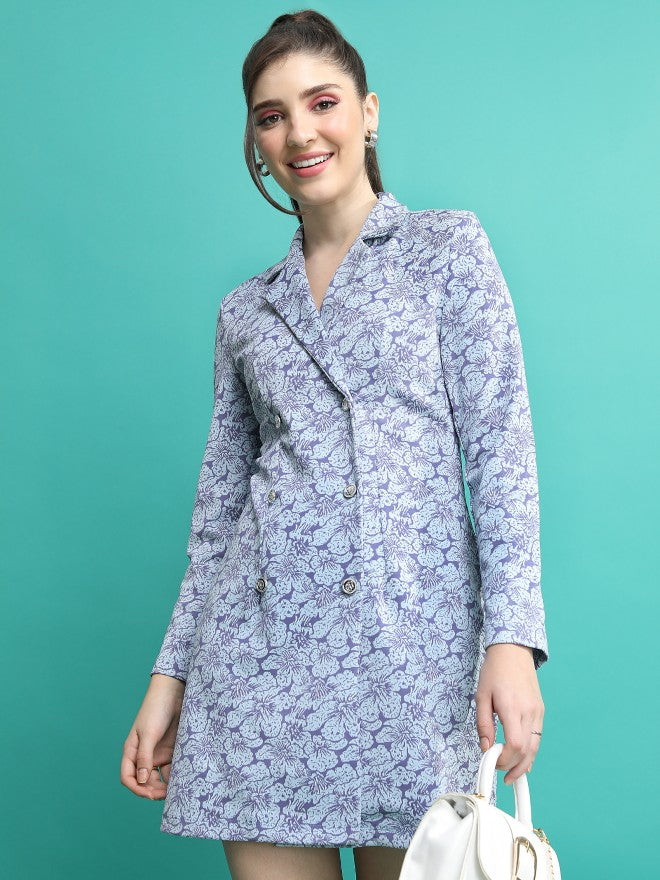 Tokyo Talkies Women Grey Printed Blazer Dress - Grey - Image 1