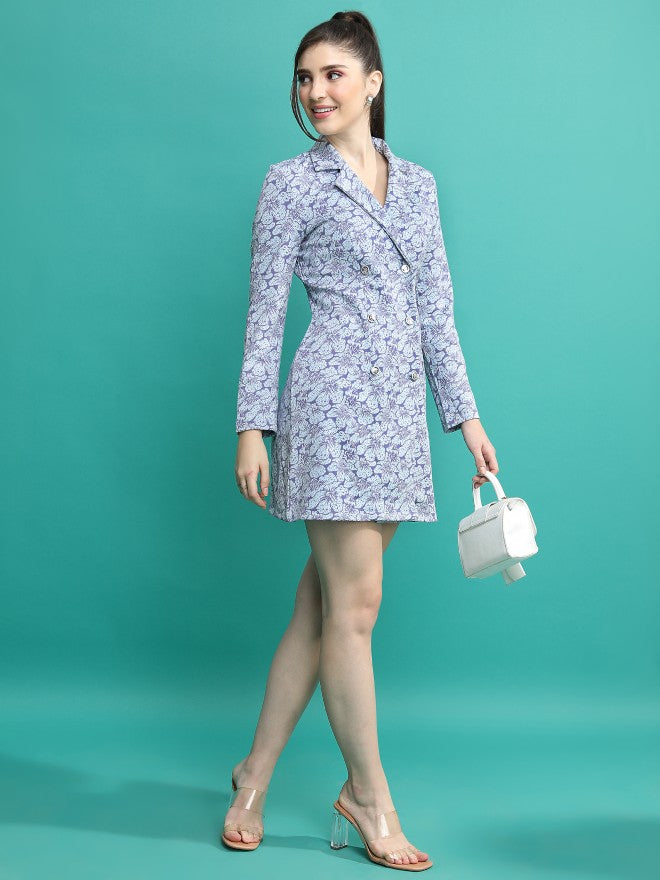 Tokyo Talkies Women Grey Printed Blazer Dress - Grey - Image 2