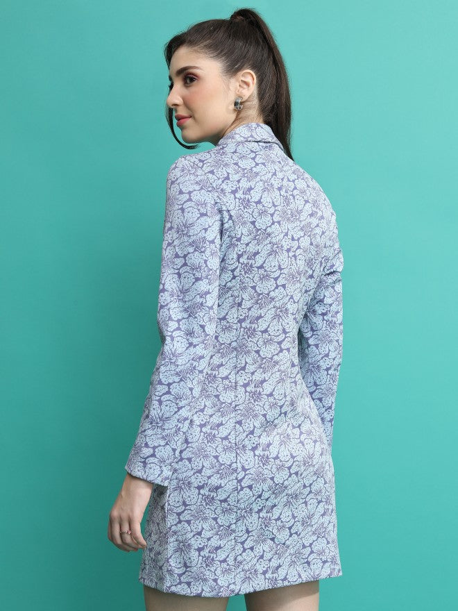 Tokyo Talkies Women Grey Printed Blazer Dress - Grey - Image 3