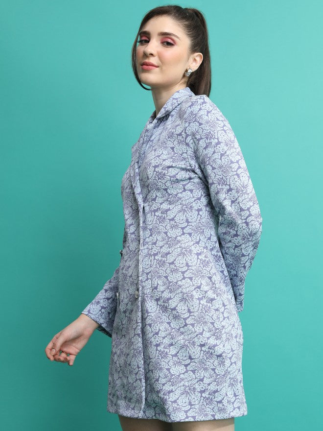 Tokyo Talkies Women Grey Printed Blazer Dress - Grey - Image 4
