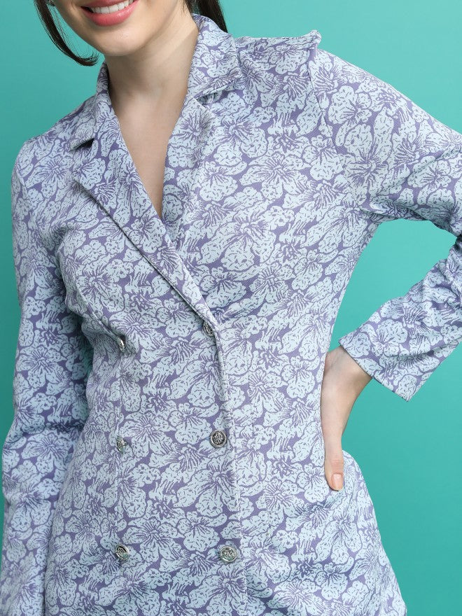 Tokyo Talkies Women Grey Printed Blazer Dress - Grey - Image 5