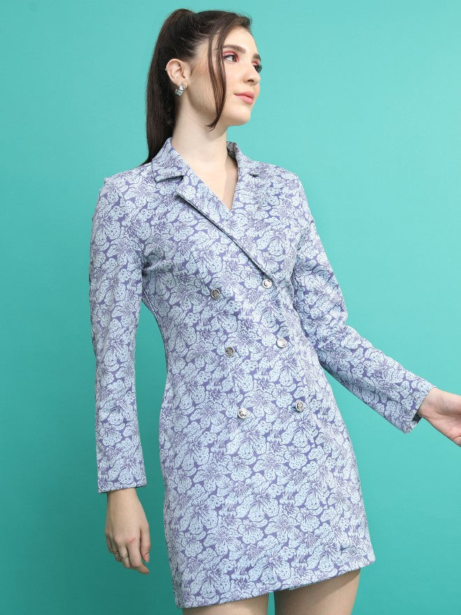 Tokyo Talkies Women Grey Printed Blazer Dress - Grey - Image 6