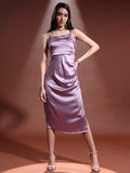 Tokyo Talkies Women Purple Solid Wrap Dress - Purple - Image 1