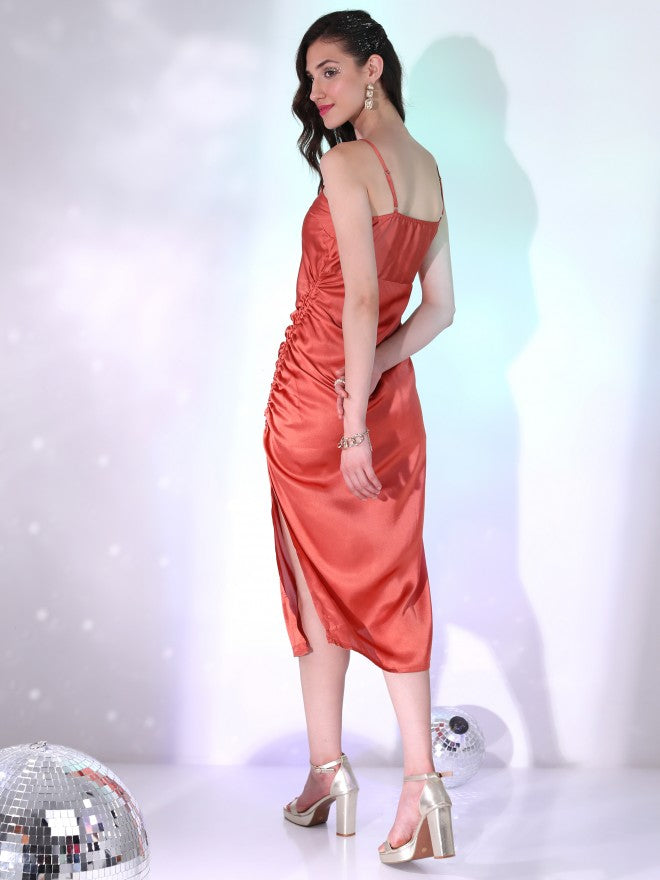 Tokyo Talkies Women Rust Solid Sheath Dress - Rust - Image 3