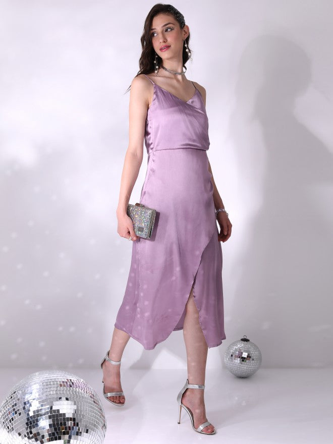 Tokyo Talkies Women Purple Solid A-Line Dress - Purple - Image 6